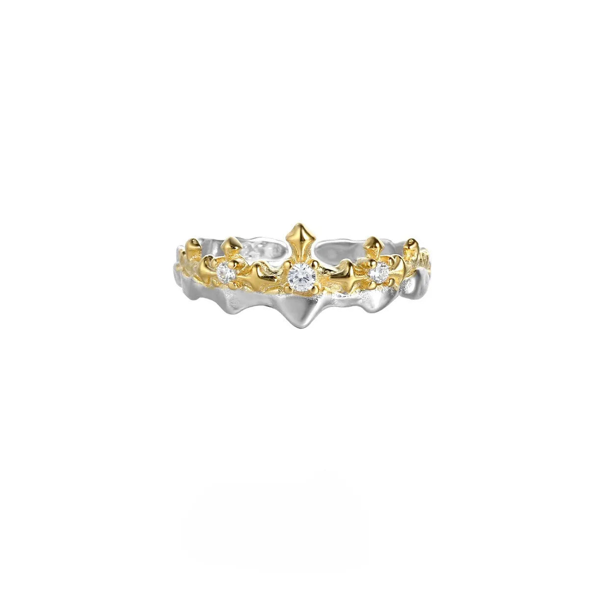 Princess Knight adjustable opening couple ring in electroplated silver with original matching design