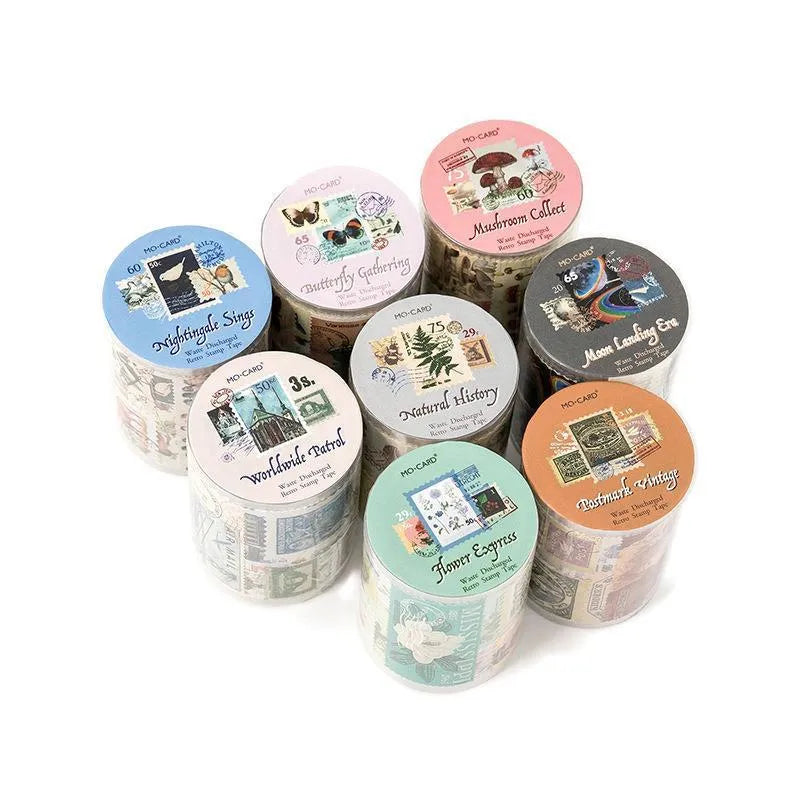 Retro DIY journal decoration coated paper stamp sticker roll with 55mm width