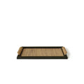 Pine wood dining tray with multiple compartments for organising cups, plates and cutlery
