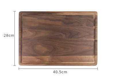 Black walnut wood cutting board with juice groove in three size options