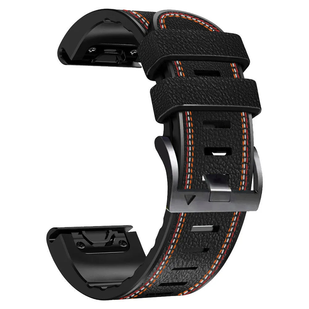 Silicone leather quick release watchband for Garmin Fenix smartwatches in multiple colour options