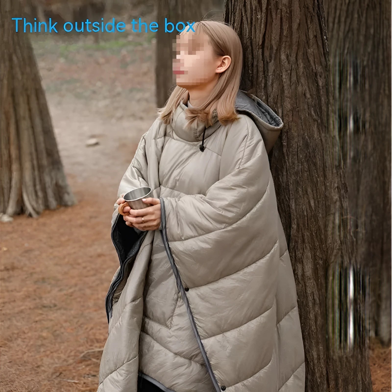 Army Green outdoor cloak sleeping bag with 200x140cm dimensions showing convertible design for camping use