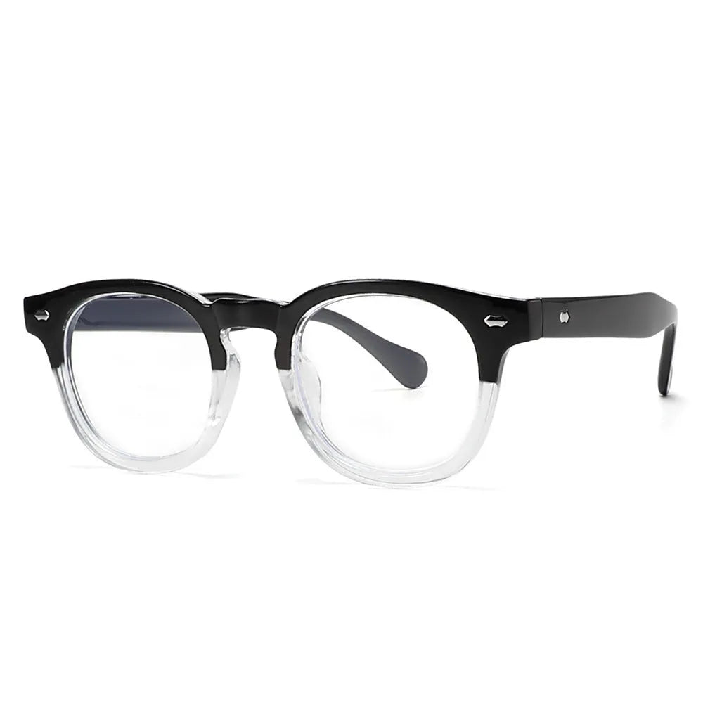 Round rim plastic sunglasses in bright black frame with simple retro design for sun protection