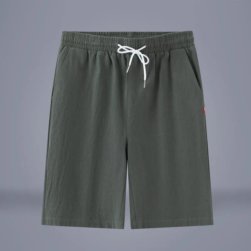 Cotton and linen cropped summer pants in a solid colour with a drawstring waist.