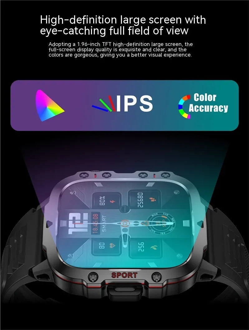 QX11 smartwatch in black with zinc alloy case and TFT touch screen displaying fitness metrics.