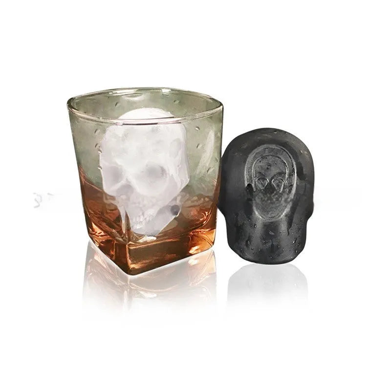 Halloween skull ice cube tray with 3D detailed design in food-grade silicone