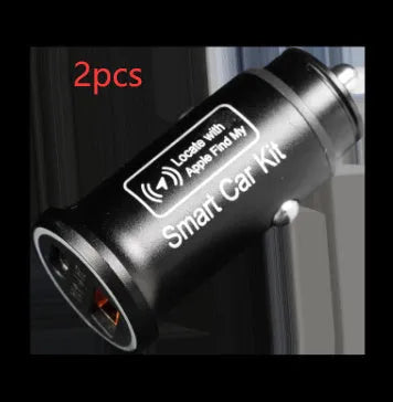 Black GPS car locator device with 12V charger plug for vehicle tracking applications