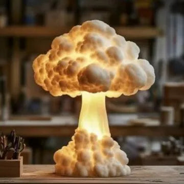 Modern art mushroom cloud table lamp with USB socket power supply
