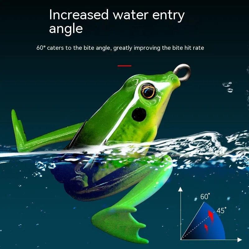 Luya fishing artificial bait with frog snake head design and double hooks in grass green colour