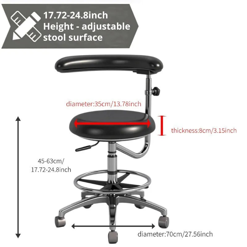 Black leather dental hospital chair with lift mechanism for height adjustment