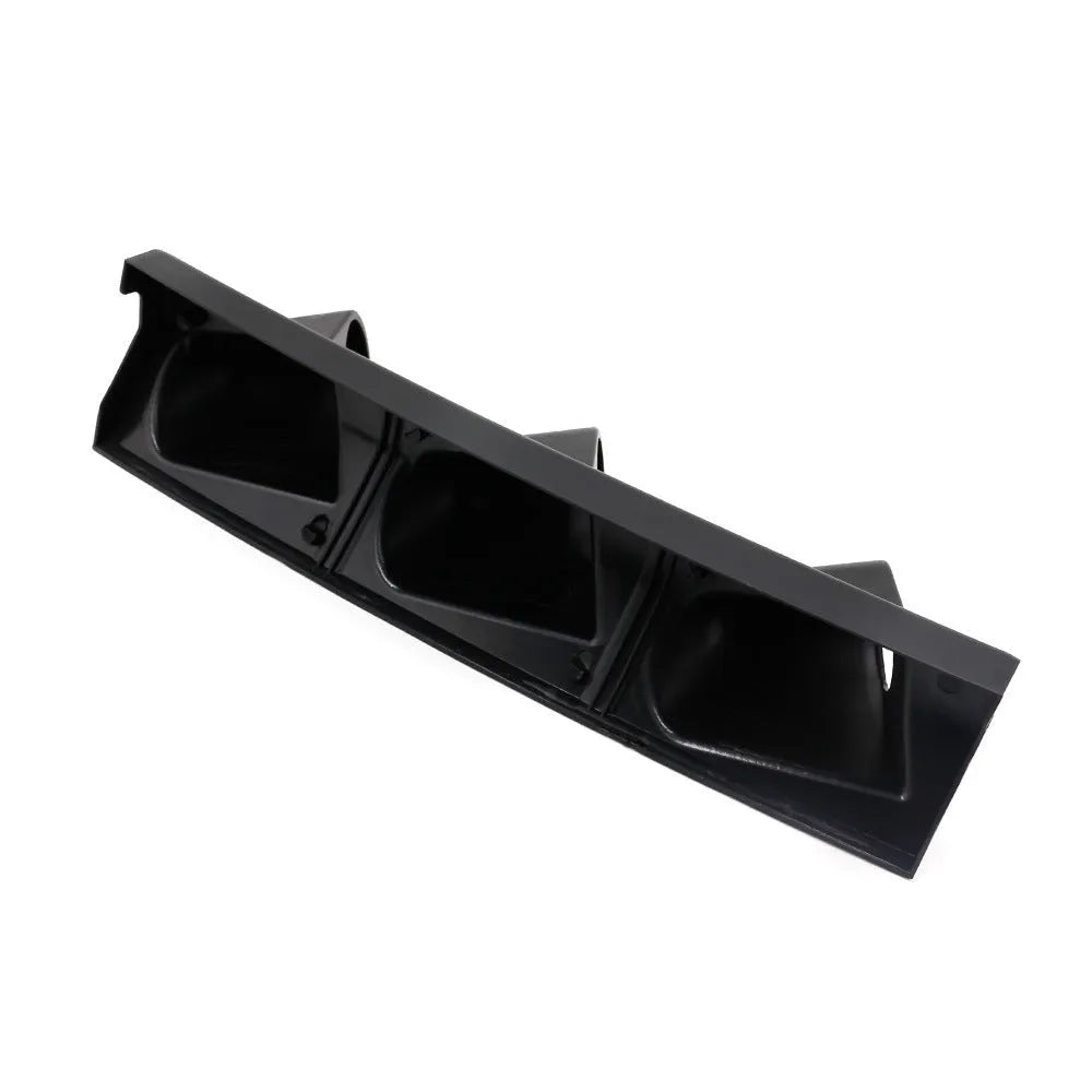 Black ABS plastic three-hole instrument stand for universal 52mm car gauges, right-drive configuration.