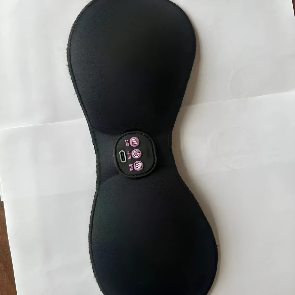 Black electric massage bra inner cushion with 3-key control panel for vibration massage