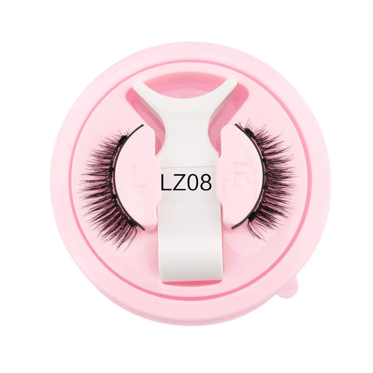 Set of reusable, glue-free false eyelashes in a natural thick style made from artificial fibre.