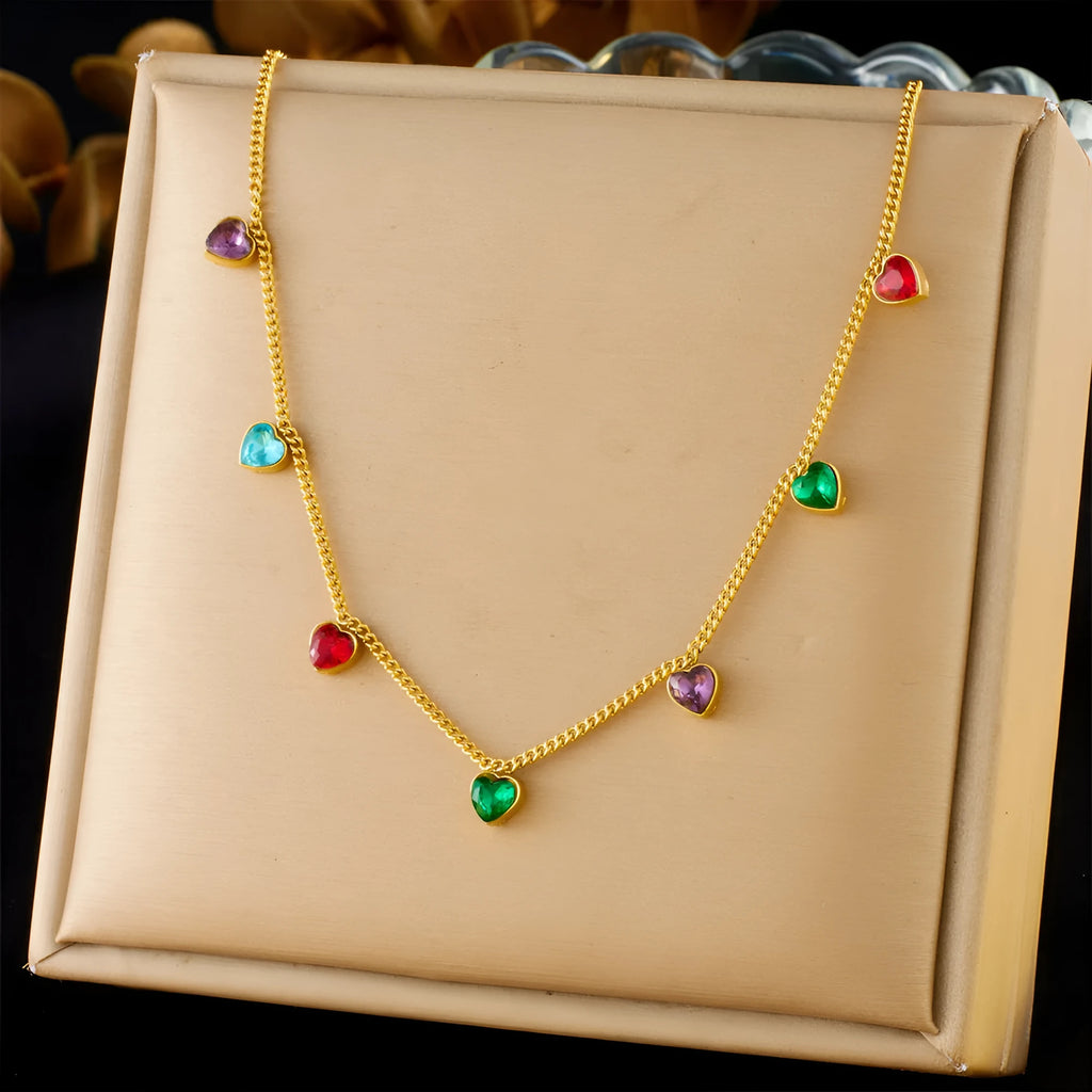 Women's gold-plated stainless steel necklace with heart-shaped pendant on regular chain