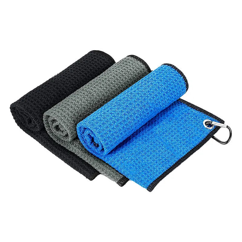 Waffle golf ball cleaning cloth towel in assorted colours showing textured surface
