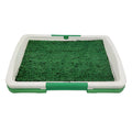 Green synthetic grass pet toilet training tray with three-layer construction