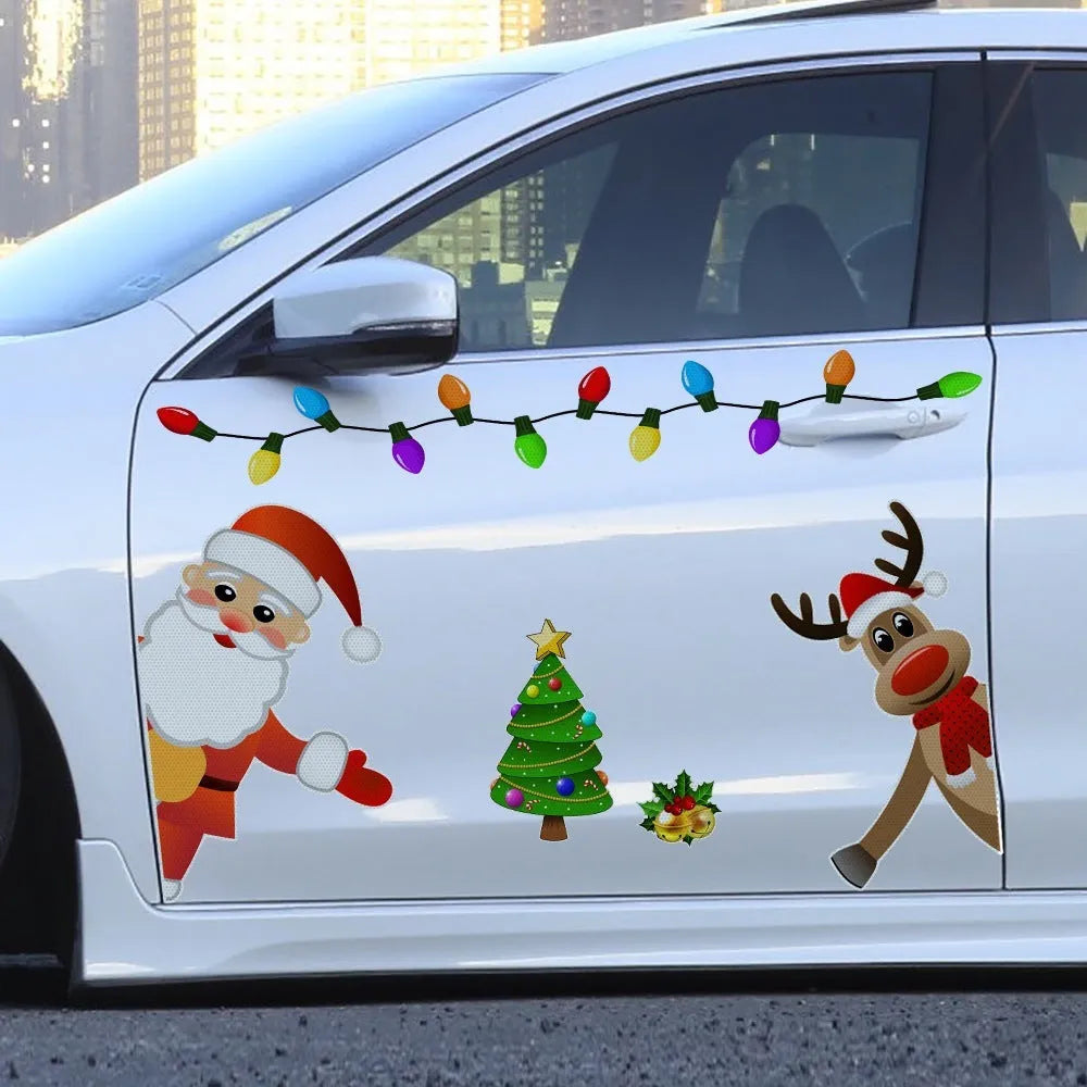Cartoon Christmas elk reflective magnetic car decoration sticker medium size RFM025 colour