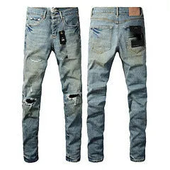 Men's black slim fit skinny jeans with straight leg pencil pants design and button fly