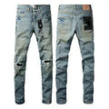 Men's black slim fit skinny jeans with straight leg pencil pants design and button fly