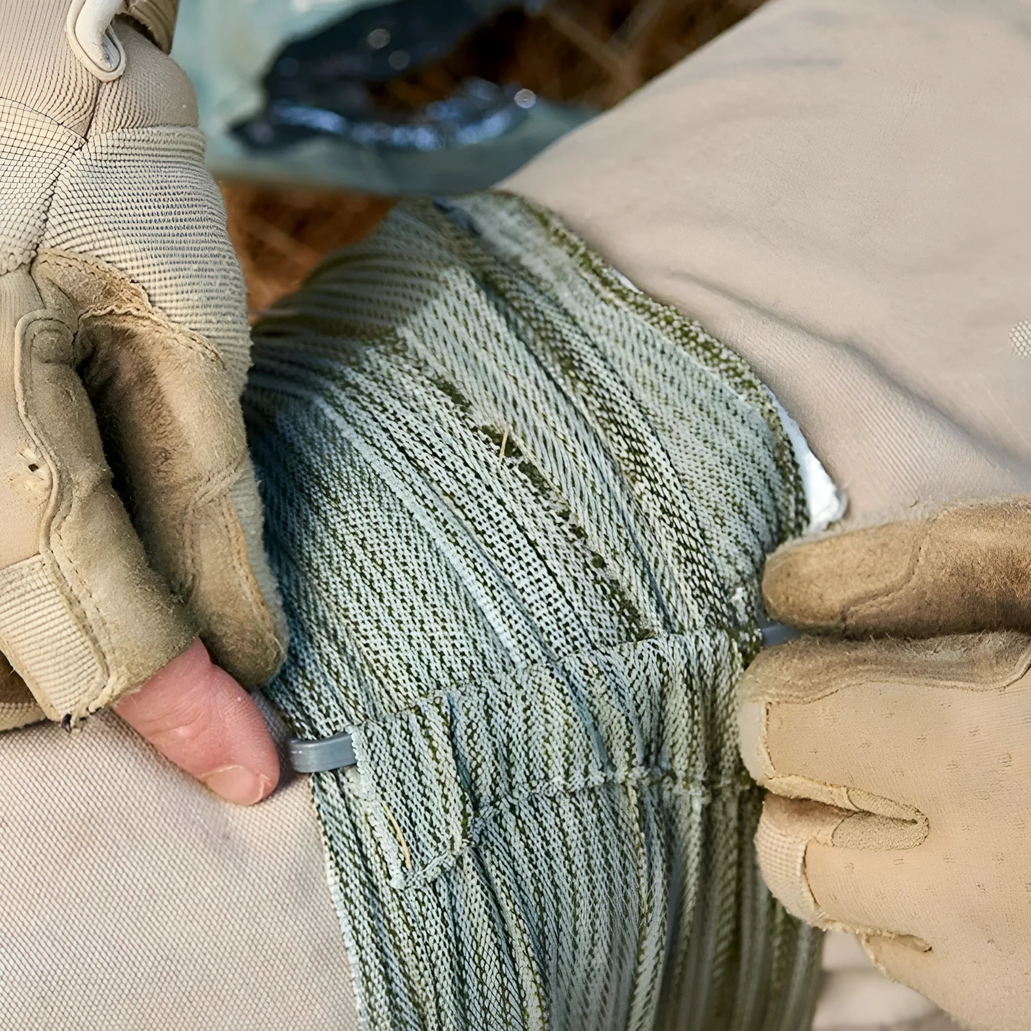 Portable hemostatic bandage kit containing tactical gauze tape in 4 inch or 6 inch sizes.