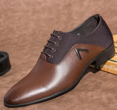 Men's black Oxford shoe with artificial PU leather upper and rubber sole on a white background.