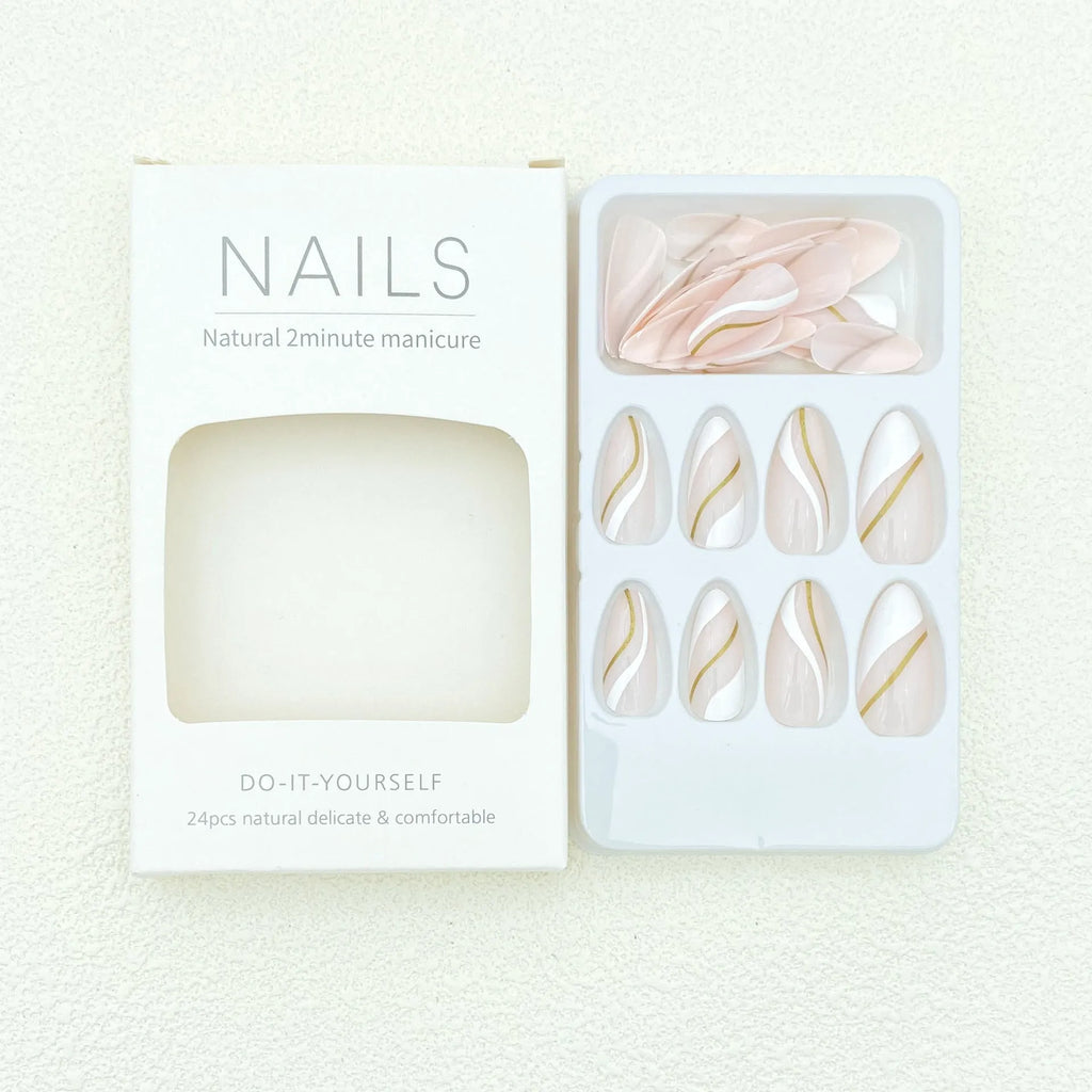 Golden Lines plaid pattern medium drop shape nail stickers in colour JF0518