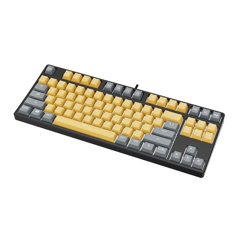87-key hot-swappable mechanical gaming keyboard with two-tone keycaps and metal chassis