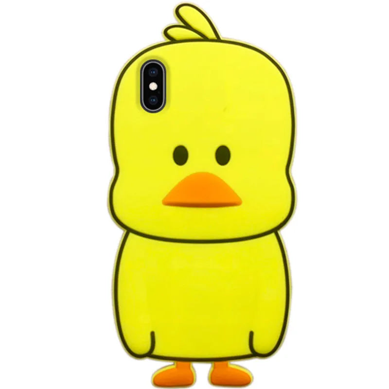 Green silicone iPhone case with cartoon animal design showing drop and water resistance features