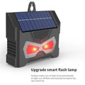 Black solar-powered ultrasonic animal repeller for outdoor garden pest control