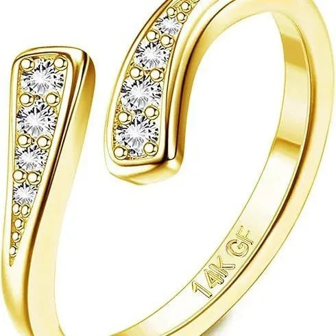 Alloy toe ring with copper plating and 14K gold finish in geometry shape