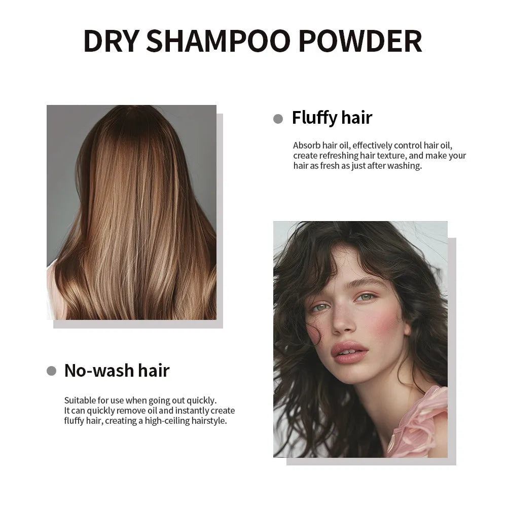 5g dry hair cleaning powder pack with sponge applicator and small mirror for refreshing bangs.
