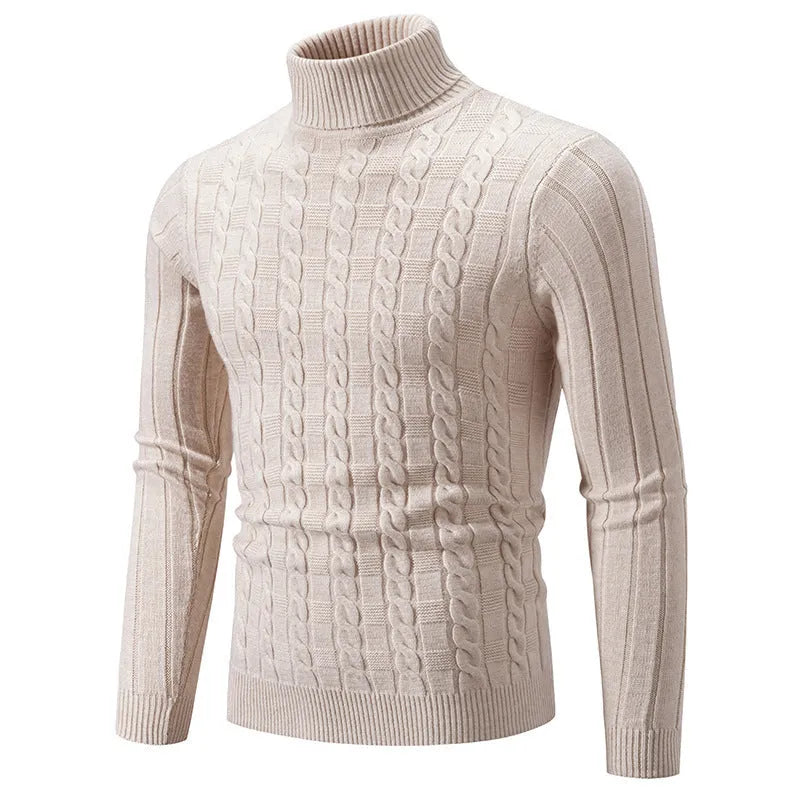 Men's slim fit twist turtleneck pullover in chenille fabric available in multiple colours and sizes