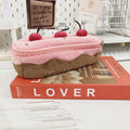 Cherry Cake plush velvet pencil case with zip closure in Korean style design