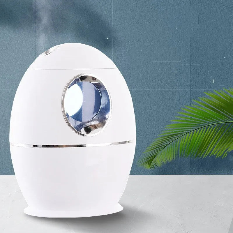 White columnar household air disinfection humidifier with USB cable.
