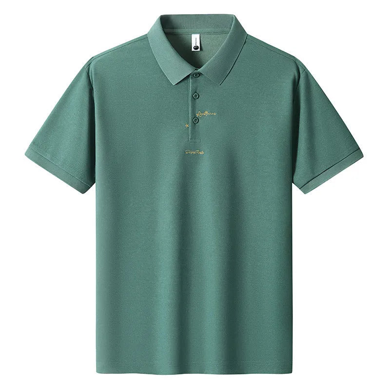 Men's casual cotton T-shirt in multiple colours on a size chart background.