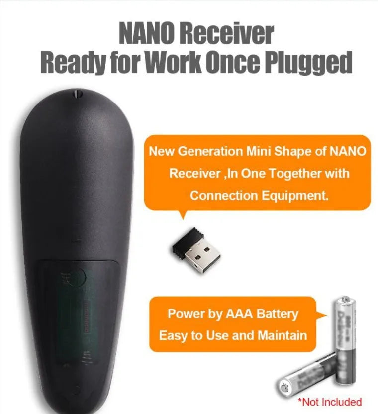 G30 AIR MOUSE wireless keyboard remote control with nano receiver.