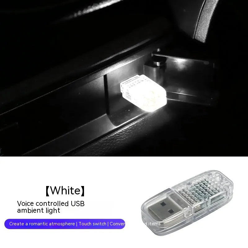 USB car atmosphere light with touch control and RGB voice function for interior mood lighting