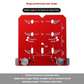 Red hinge punch locator tool for 35mm cabinet hinge installation with adjustable margin settings