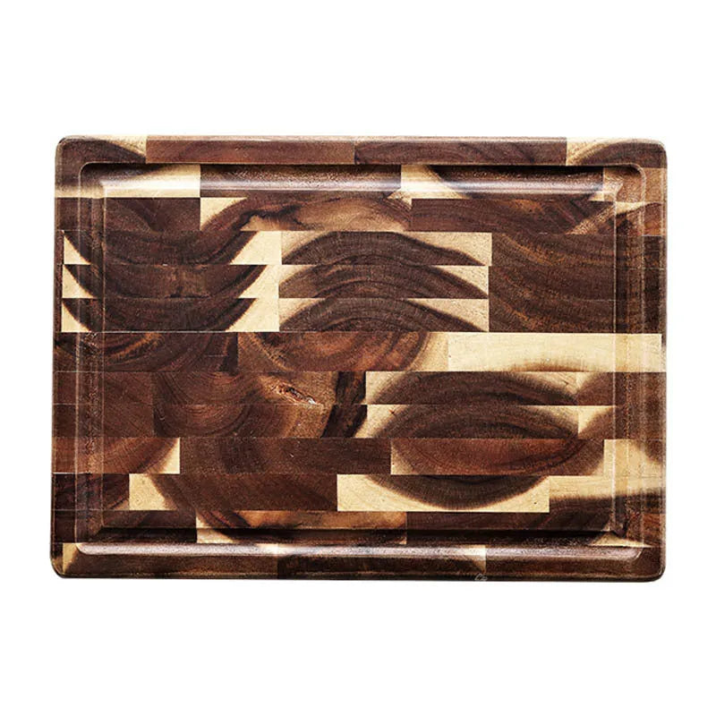 Brown parquet pattern solid wood cutting board made from imported acacia with 3cm thickness