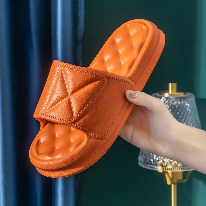Soft EVA bathroom slippers with thick 3.5cm non-slip soles in multiple colour options