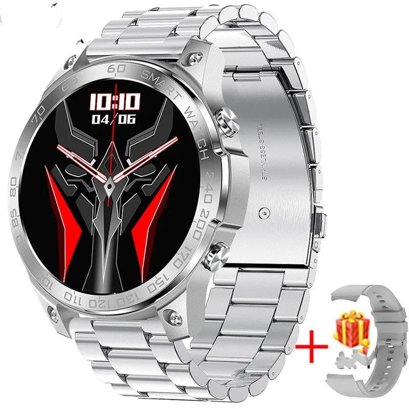 Bluetooth sports watch with AMOLED display showing heart rate metrics on black silicone strap