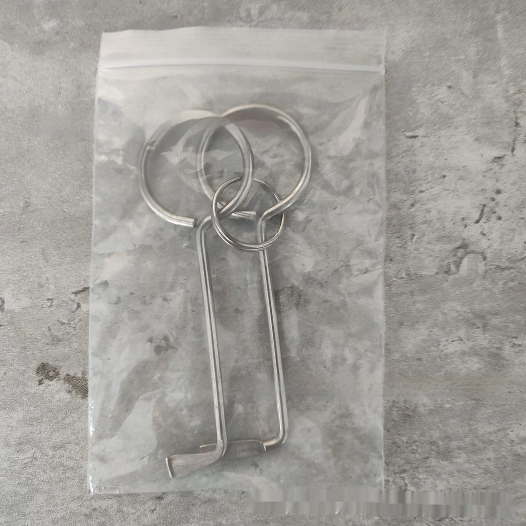 Two metal alloy wrench tools from a portable 2-piece set for household and vehicle maintenance.