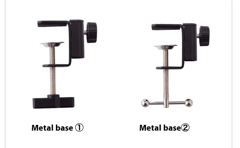 Black foldable metal tablet cantilever bracket with adjustable arm and clamp