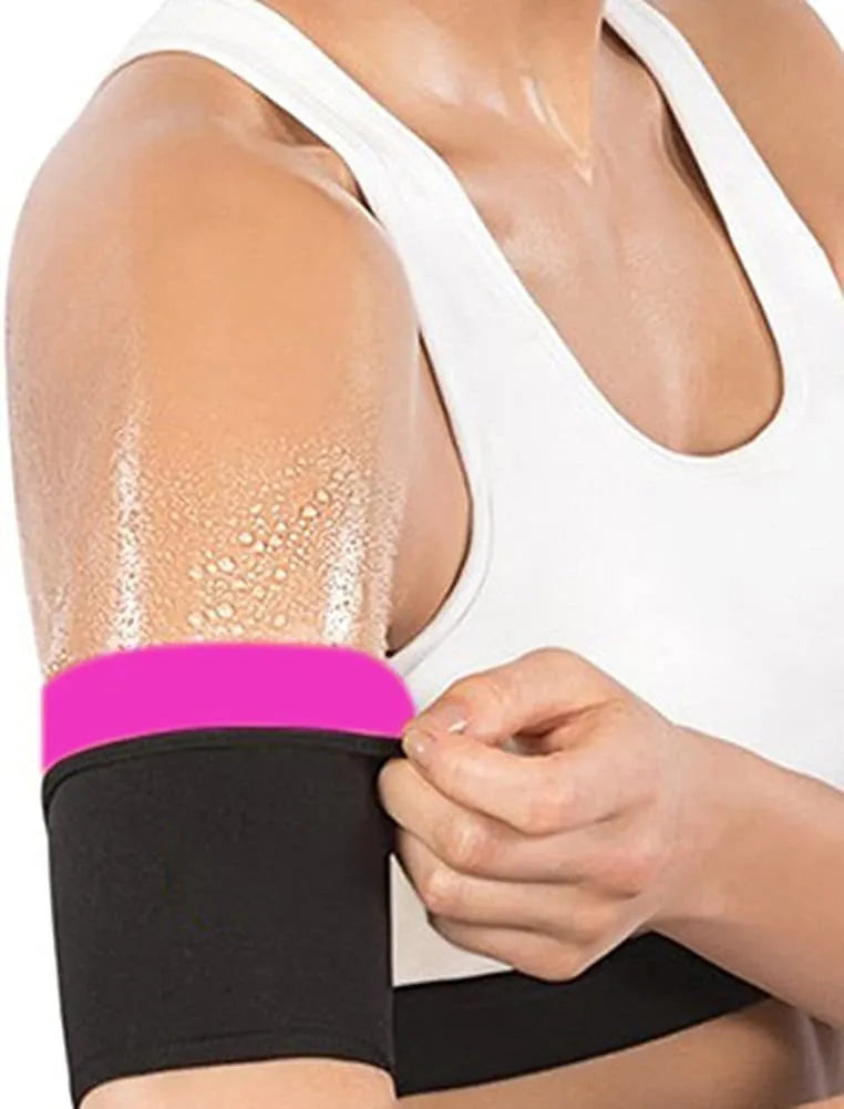 Sports arm sweatband in blue, silver, black and yellow, or black and red colour options