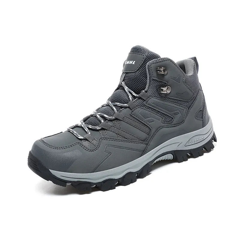 High-top hiking sneakers in black with flannel upper and natural rubber outsole