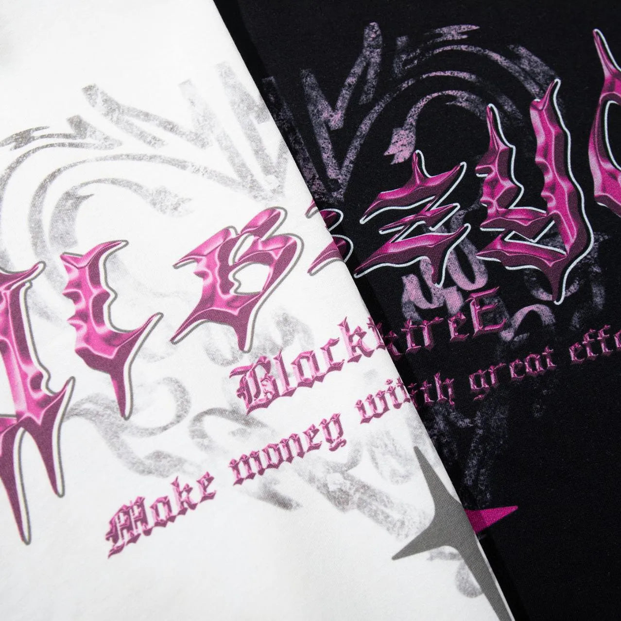 Men's cotton t-shirt with retro print in loose fit design on black background