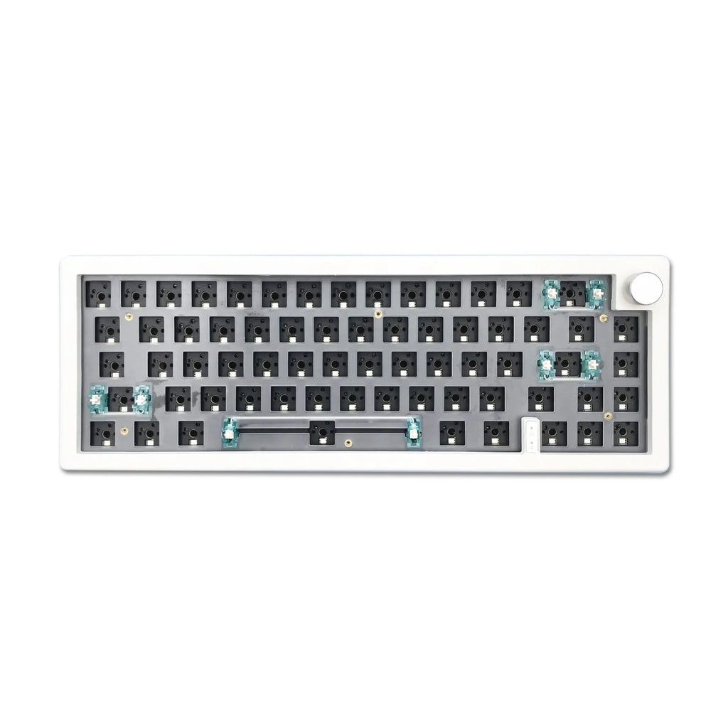 DIY hot plug RGB backlit mechanical keyboard kit with control knob in seven colour options.