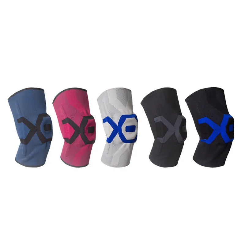 Men's silicone knee pads for running and cycling protection in various colours and sizes.