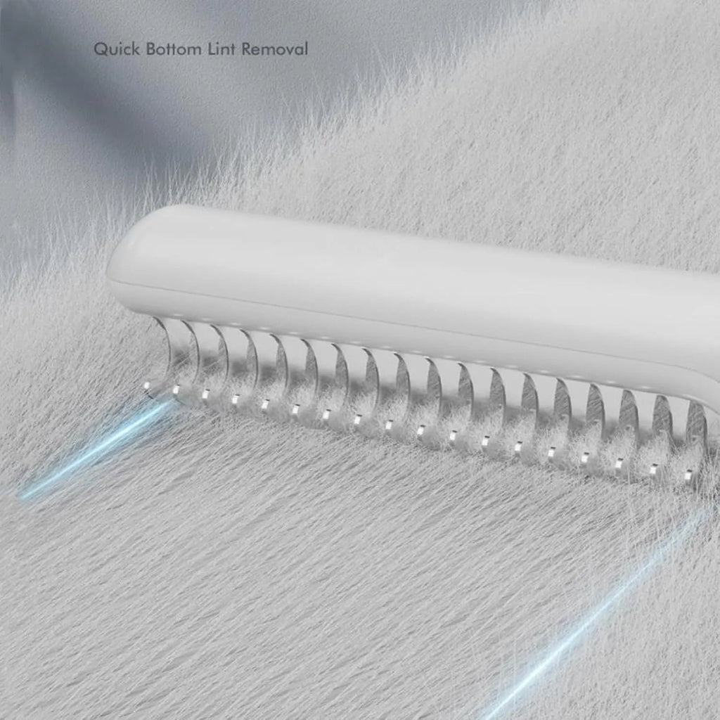 Stainless steel dematting comb for pets with a user-friendly handle, shown in pink or white.