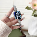Zinc alloy metal Apple Watch strap with twist diamond link design in silver colour